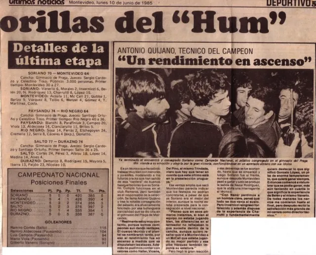 Recorte de Últimas Noticias con la tabla final del Campeonato Nacional